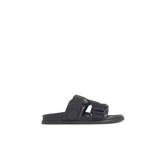 Moncler Black Leather Blend Sandals - NWT - Picture 1 of 3